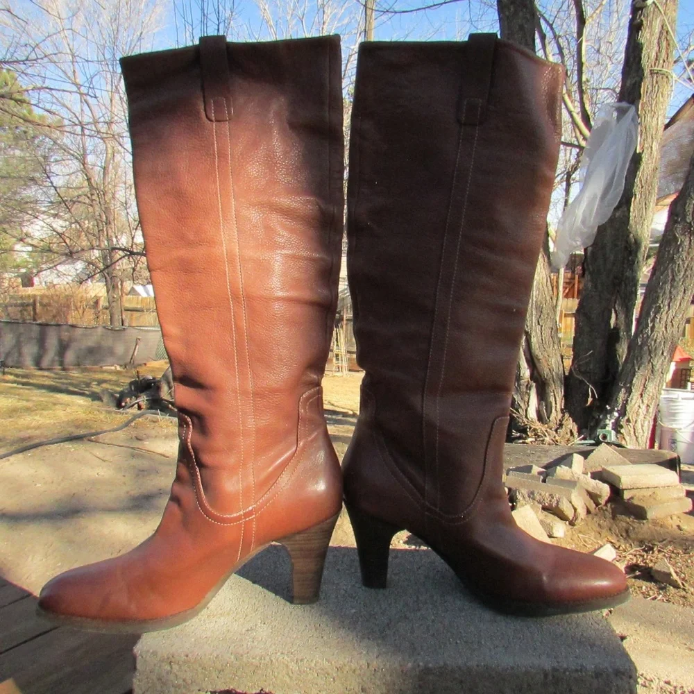 Via Spiga women's brown leather over-the-knee boots